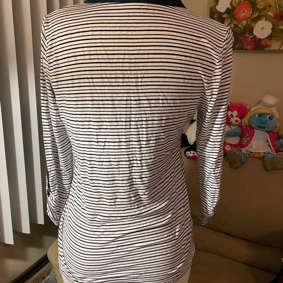 Ann Taylor Navy Blue White stripes/silver buttons - Picture 7 of 8